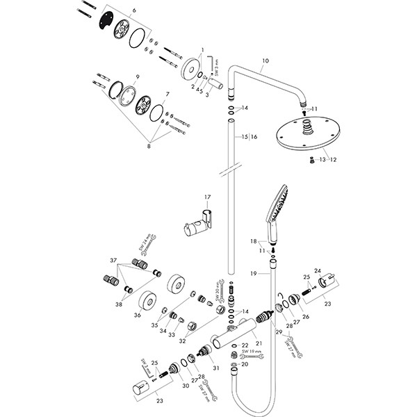 Hansgrohe Showerpipe Raindance Select chrom mit Kopfbrause Raindance Air 1jet 240mm
