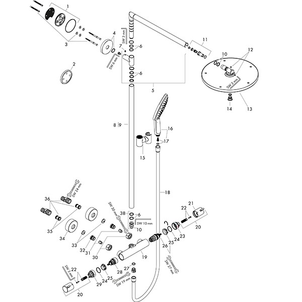 Hansgrohe Showerpipe Raindance Select chrom mit Kopfbrause Raindance Air 1jet 300mm