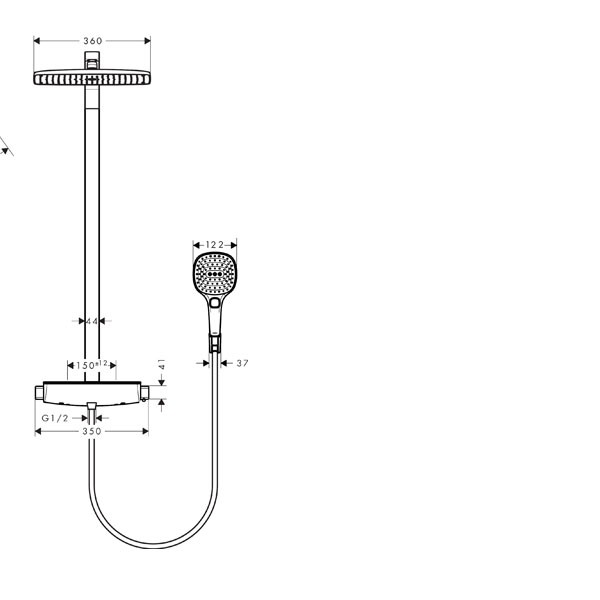 Hansgrohe Showerpipe Raindance Select chrom mit Kopfbrause Raindance E Air 1jet 360mm