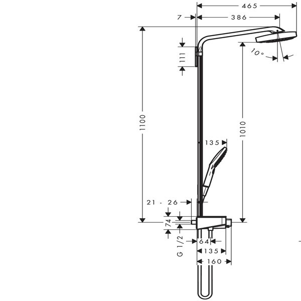 HG Showerpipe Raindance Select chrom mit Kopfbrause Raindance E Air 3jet 300mm