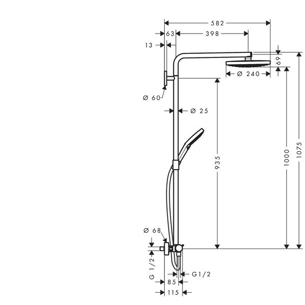 Hansgrohe Showerpipe Raindance Select chrom mit Kopfbrause Raindance S 240 2jet