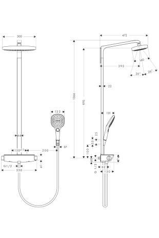 Hansgrohe Showerpipe Raindance Select E 300 2jet EcoSmart chrom