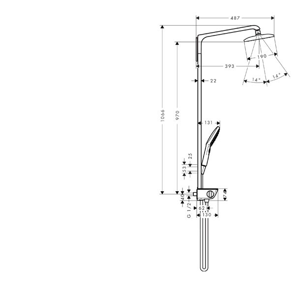 Hansgrohe Showerpipe Raindance Select we./chrom m.Kopfbrause Raindance E Air 1jet 360mm