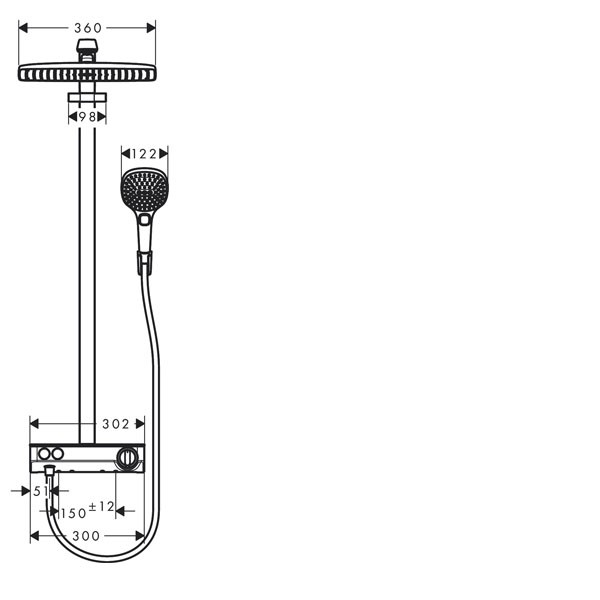 HG Showerpipe Raindance Select weiss/chr ShowerTablet KB Raindance E 360 ST