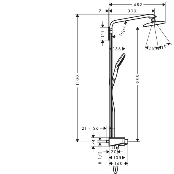 Hansgrohe Showerpipe Raindance Select weiss/chr ShowerTablet KB Raindance E 360 ST