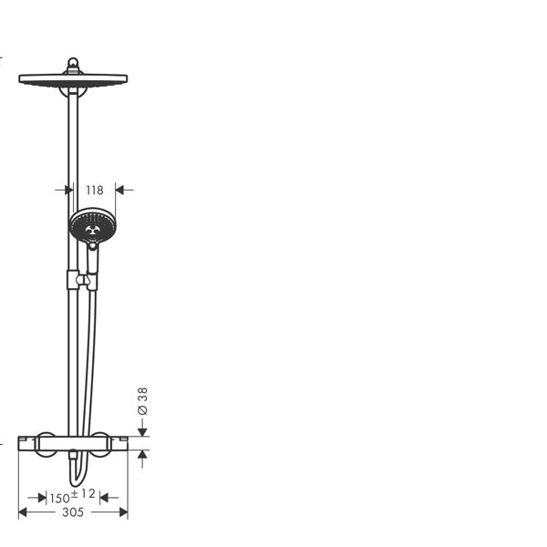 Hansgrohe Showerpipe Raindance Select weiss/chrom mit Kopfbrause S 300 2jet