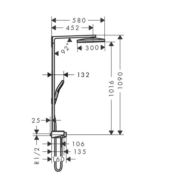 Hansgrohe Showerpipe Rainmaker Select E 460 2jet weiss/chrom
