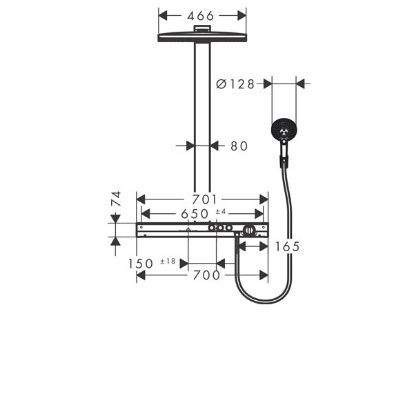 Hansgrohe Showerpipe Rainmaker Select E 460 2jet weiss/chrom