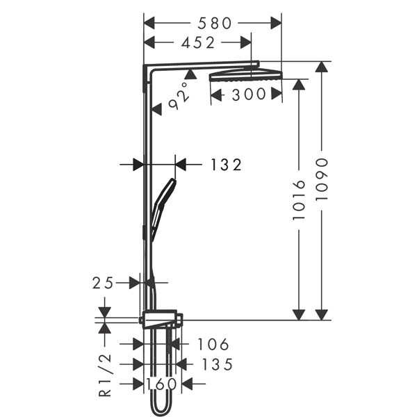 Hansgrohe Showerpipe Rainmaker Select E 460 3jet weiss/chrom