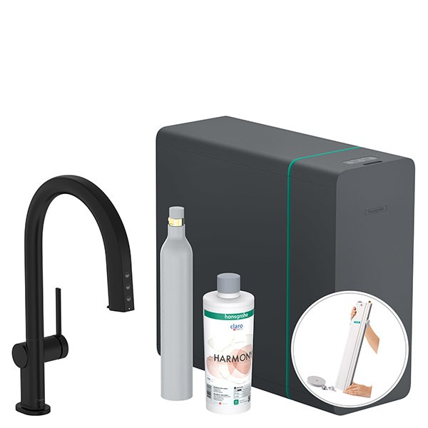 Hansgrohe SodaSystem 210 Aqittura M91 Ausziehauslauf 1j sBox Starter Set Matt Black