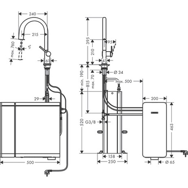 Hansgrohe SodaSystem 210 Aqittura M91 Ausziehauslauf 1j sBox Starter Set ST