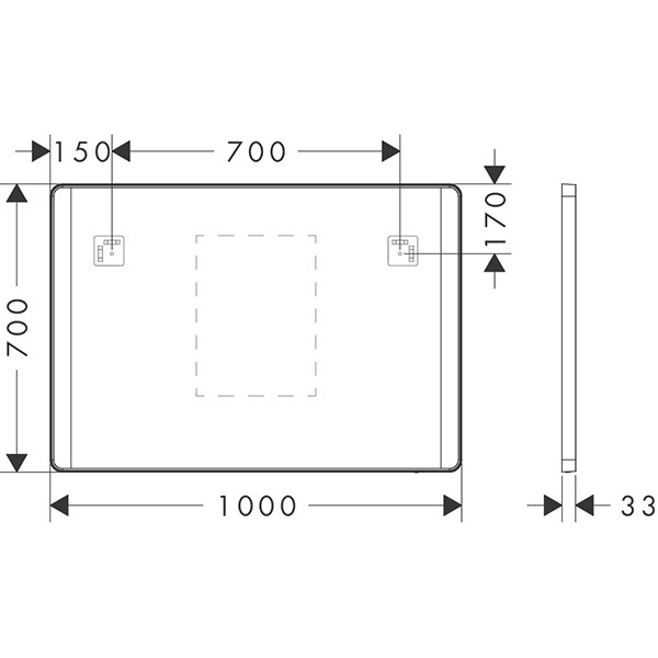 Hansgrohe Spiegel Xarita Lite Q 1000/30 m.seitl.LED Beleuchtung IR Sensor Matt White