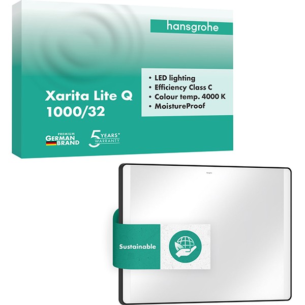 Hansgrohe Spiegel Xarita Lite Q 1000/30 m.seitl.LED Beleuchtung Wandschalter Matt Black