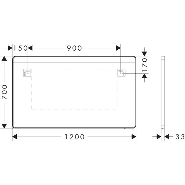 Hansgrohe Spiegel Xarita Lite Q 1200/30 m.hor.LED Beleuchtung IR Sensor Matt White