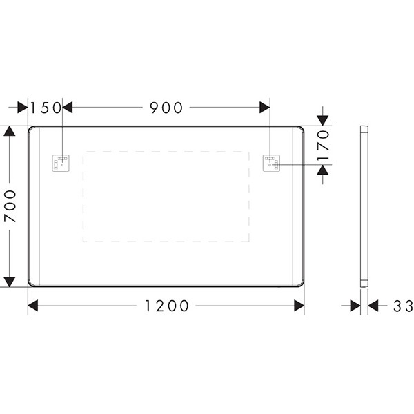Hansgrohe Spiegel Xarita Lite Q 1200/30 m.seitl.LED Beleuchtung IR Sensor Matt White