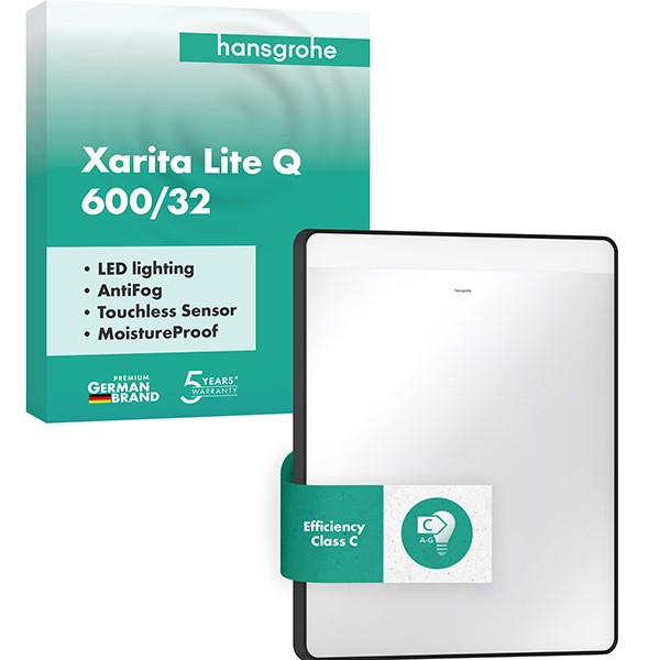 Hansgrohe Spiegel Xarita Lite Q 600/30 m.hor.LED Beleuchtung IR Sensor Matt Black