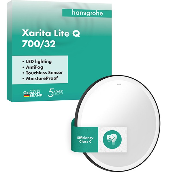 Hansgrohe Spiegel Xarita Lite S 700/30 m.rund.LED Beleuchtung IR Sensor Matt Black
