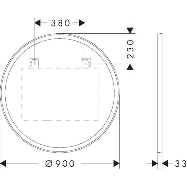 Hansgrohe Spiegel Xarita Lite S 900/30 m.rund.LED Beleuchtung IR Sensor Matt Black