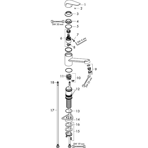 Hansgrohe Spültischmischer 100 Focus M42 Eco CoolStart 1jet chrom