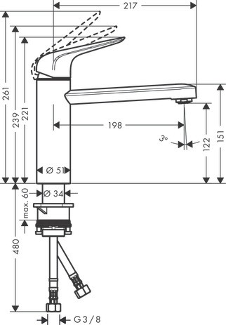 Hansgrohe Spültischmischer 120 CoolStart Eco Schwenkauslauf M4221-H120 chrom