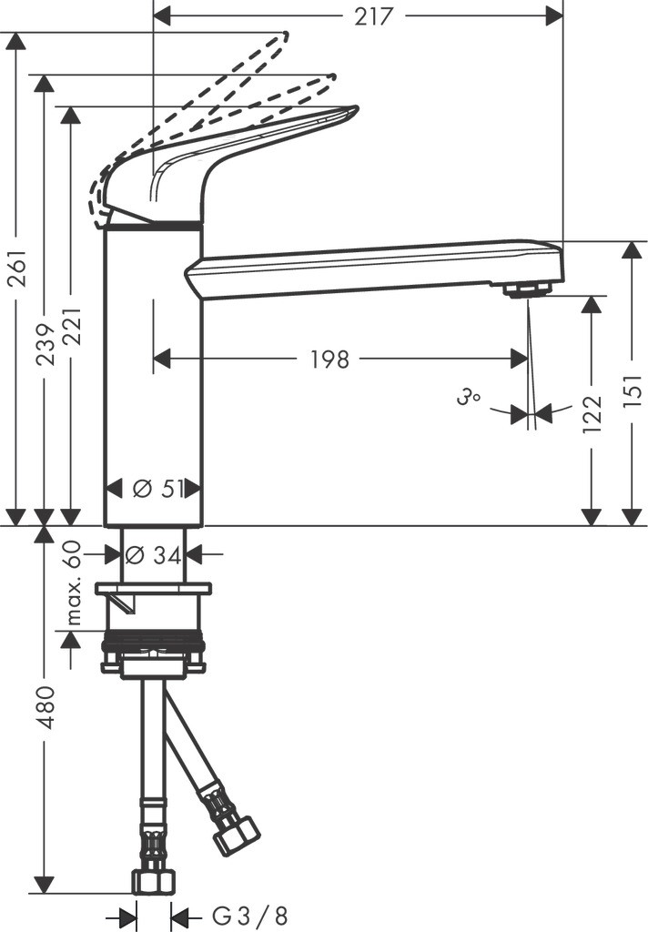 Hansgrohe Spültischmischer 120 Focus M42 Eco CoolStart 1jet chrom