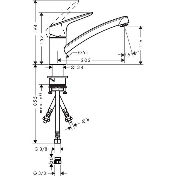 Hansgrohe Spültischmischer 120 Logis Schwenkauslauf drucklos chrom