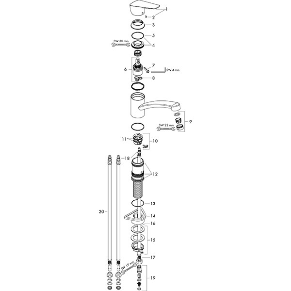 Hansgrohe Spültischmischer 120 Logis Schwenkauslauf drucklos chrom
