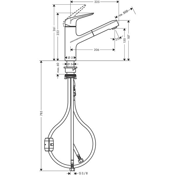 Hansgrohe Spültischmischer 150 Ausziehauslauf M427-H150 chrom