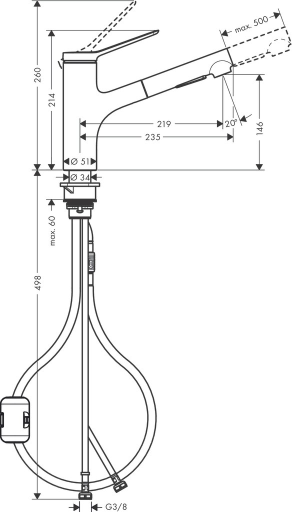 Hansgrohe Spültischmischer 150 Zesis M33 Ausziehbrause 2jet mattschwarz