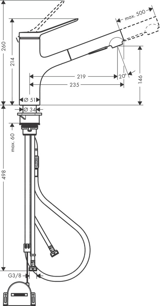 Hansgrohe Spültischmischer 150 Zesis M33 Ausziehbrause 2jet sBox lite mattschwarz