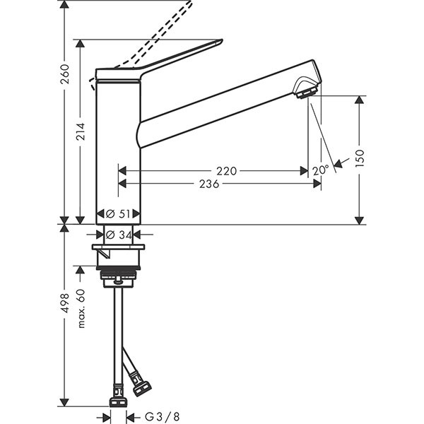 Hansgrohe Spültischmischer 150 Zesis M33 Eco 1jet chrom