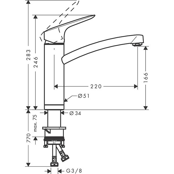 Hansgrohe Spültischmischer 160 Logis Schwenkauslauf chrom Vorfenstermontage