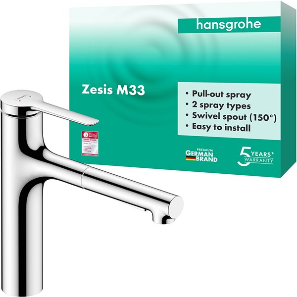 Hansgrohe Spültischmischer 160 Zesis M33 Ausziehbrause 2jet chrom