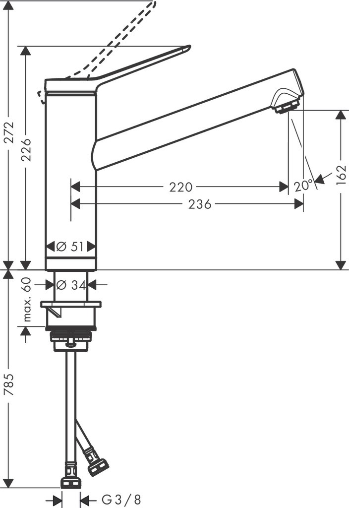 Hansgrohe Spültischmischer 160 Zesis M33 Vorfenster 1jet chrom