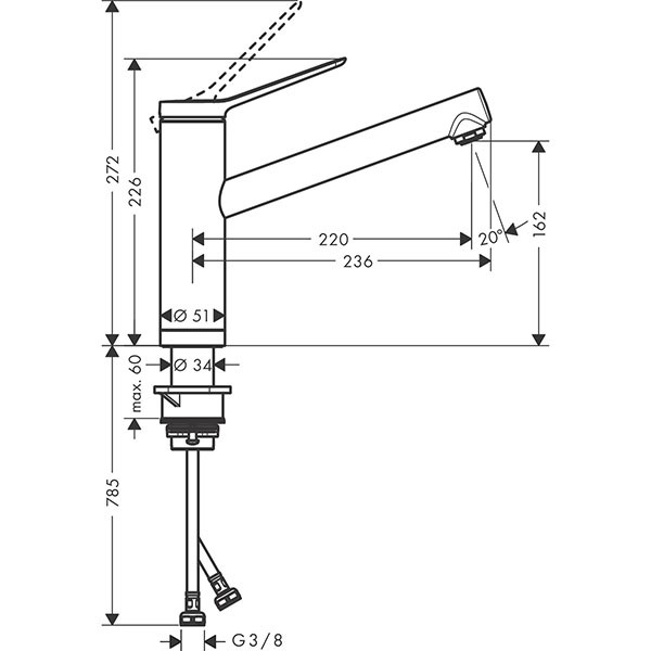 Hansgrohe Spültischmischer 160 Zesis M33 Vorfenster 1jet chrom