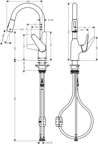 Hansgrohe Spültischmischer 180 Ausziehbrause M429-H180 chrom