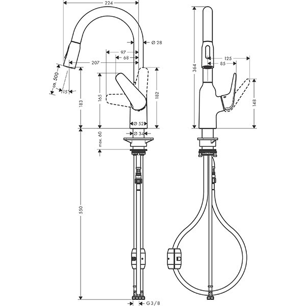 Hansgrohe Spültischmischer 180 Ausziehbrause M429-H180ST edelstahl-optik