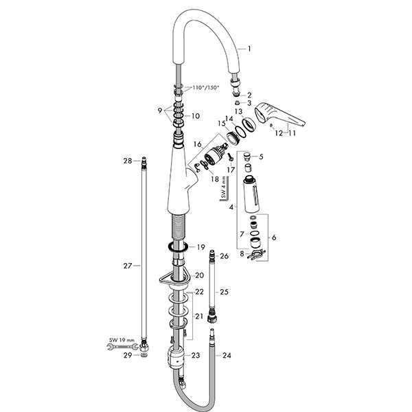 Hansgrohe Spültischmischer 200 Talis M51 Eco Ausziehbrause 2jet chrom