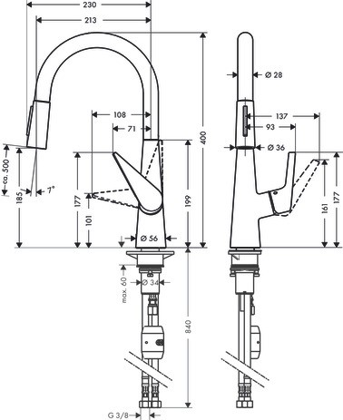 Hansgrohe Spültischmischer 200 Talis M51 Eco Ausziehbrause 2jet edelstahl-optik