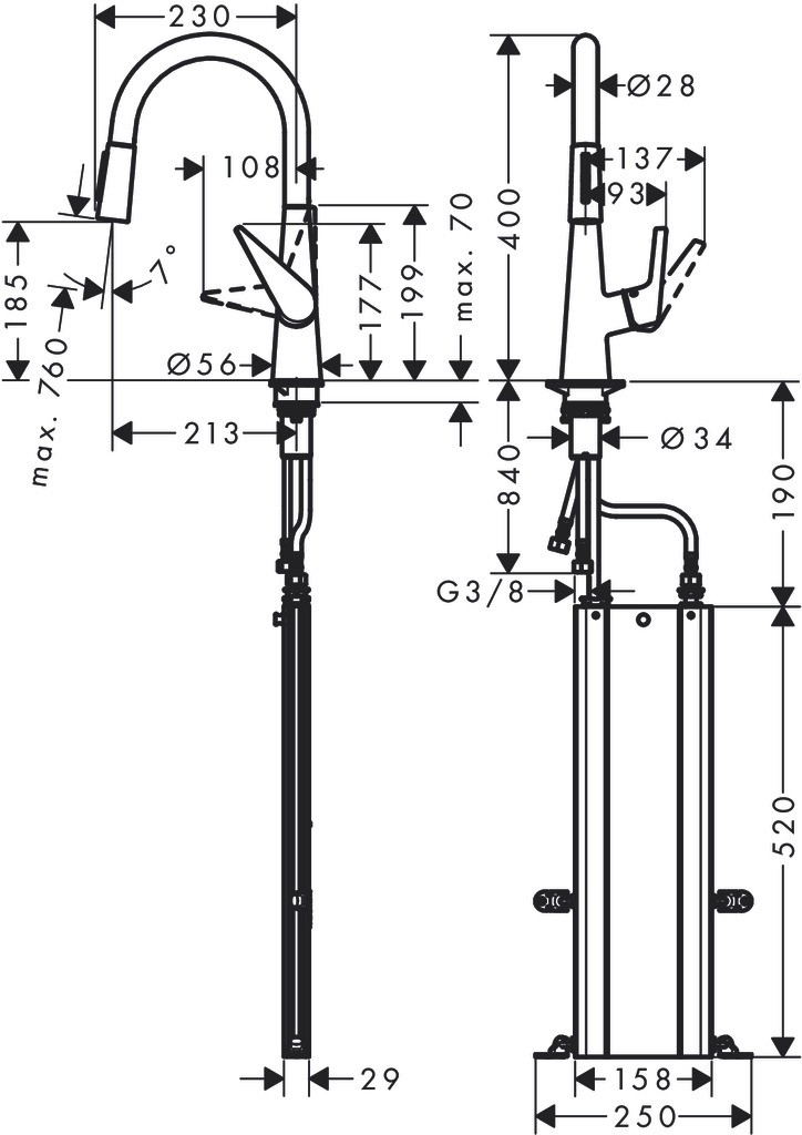 Hansgrohe Spültischmischer 200 Talis M51 Eco Ausziehbrause 2jet sBox chrom