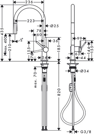 Hansgrohe Spültischmischer 210 Talis M54 Ausziehbrause 2jet mattschwarz