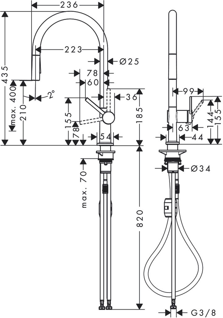 Hansgrohe Spültischmischer 210 Talis M54 Eco Ausziehbrause 2jet chrom