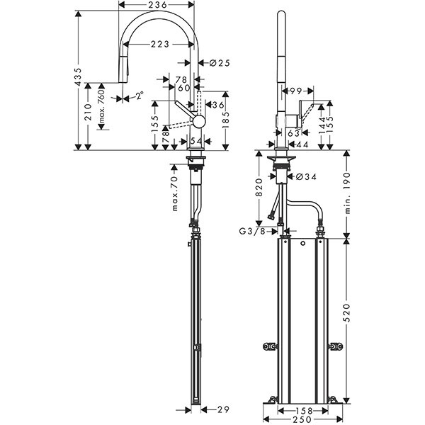 HG Spültischmischer 210 Talis M54 Ausziehbrause 2jet sBox chrom
