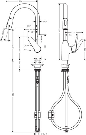 Hansgrohe Spültischmischer 220 Ausziehbrause M429-H220ST edelstahl-optik