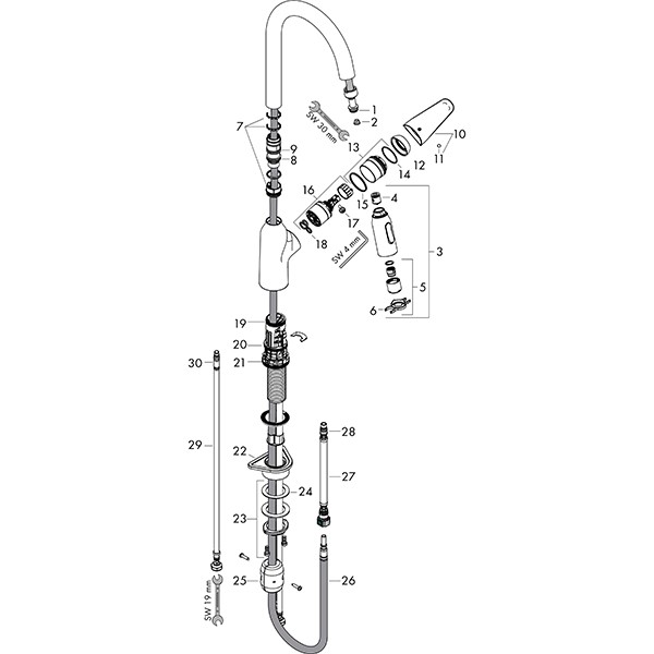 Hansgrohe Spültischmischer 220 Ausziehbrause M429-H220ST edelstahl-optik