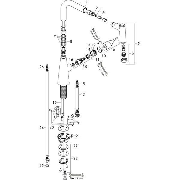 Hansgrohe Spültischmischer 220 Metris chrom mit Ausziehbrause