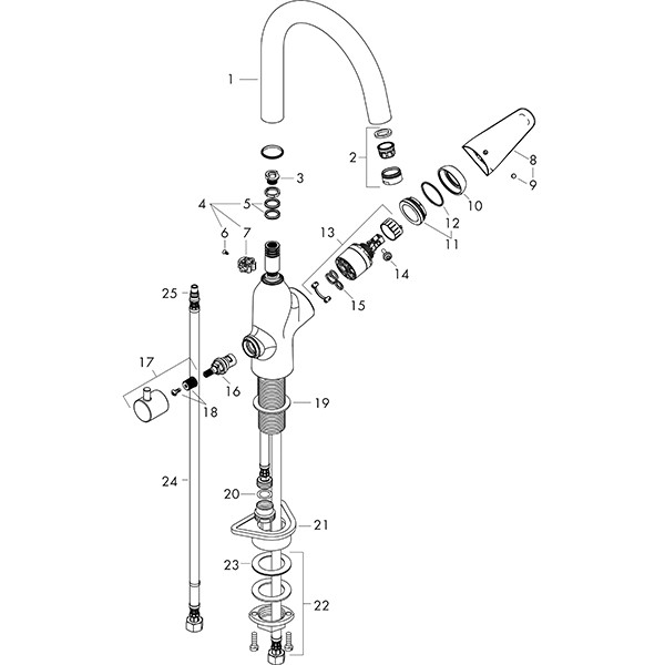 Hansgrohe Spültischmischer 220 Schwenkauslauf mit Geräteabsperrventil M424-H220 chrom