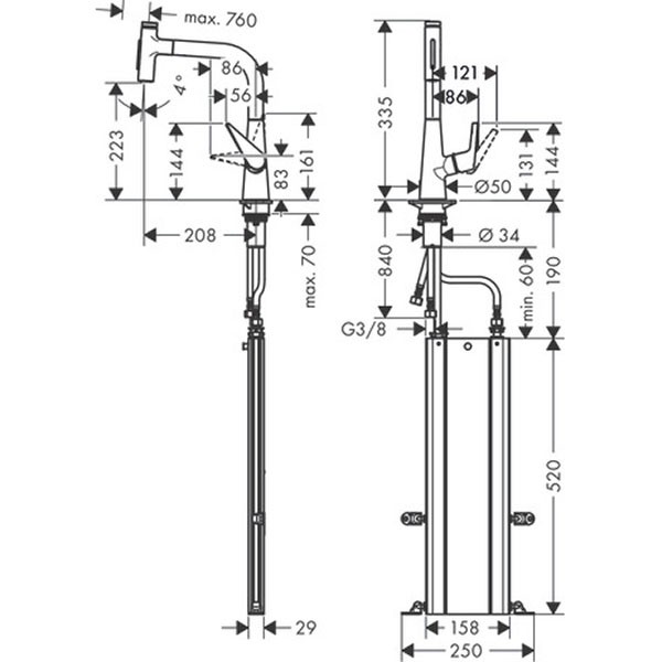 Hansgrohe Spültischmischer 220 Select 2jet sBox Ausziehbrause M5117-H220 edelstahl-optik