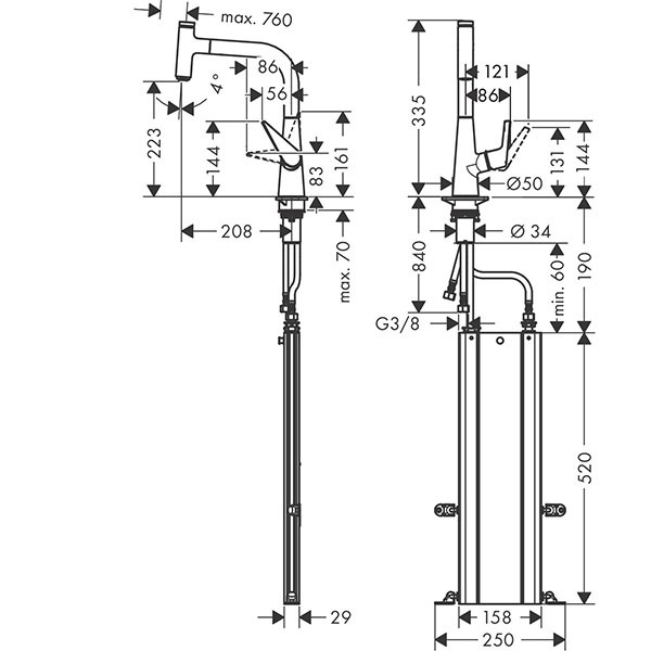 Hansgrohe Spültischmischer 220 Select mit sBox Ausziehauslauf M5115-H220 chrom