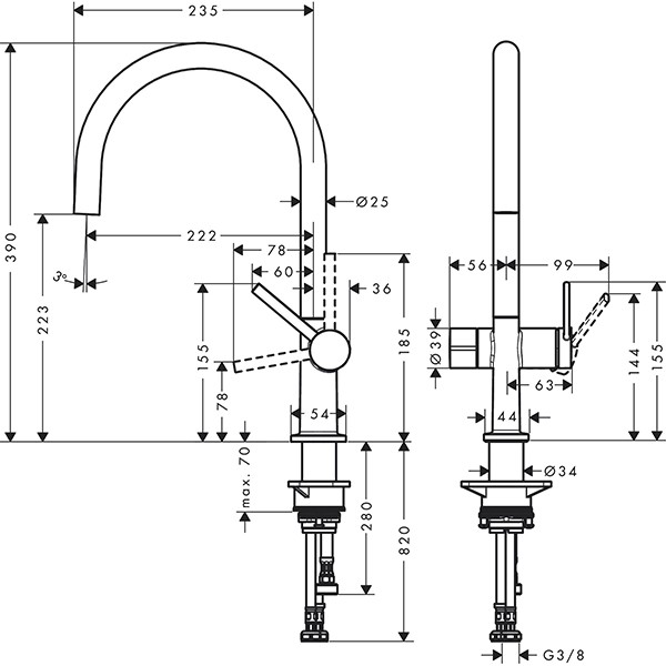 Hansgrohe Spültischmischer 220 Talis M54 Geräteabsperrv.1jet mattschwarz